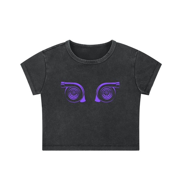 Turbo Titties Snow-Washed Crop Top