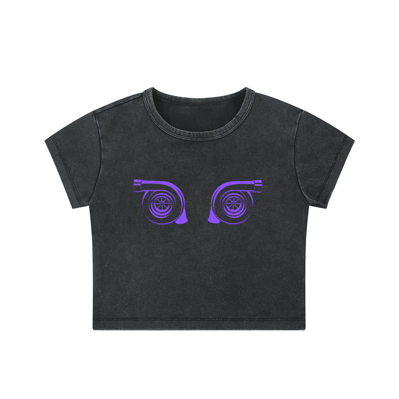 Turbo Titties Snow-Washed Crop Top